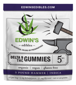 9 Pound Hammer - Indica – Delta 9 Fast-acting THC Gummies. Great for evening or sleep gummies by Edwin's Edibles & Elixirs.