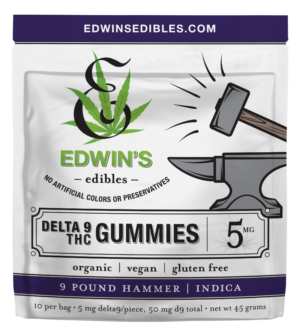 9 Pound Hammer - Indica – Delta 9 Fast-acting THC Gummies. Great for evening or sleep gummies by Edwin's Edibles & Elixirs.