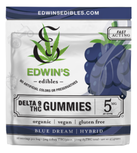 Blue Dream - Sativa - Delta 9 Fast-acting THC Gummies with Edwin's Edibles & Elixirs.
