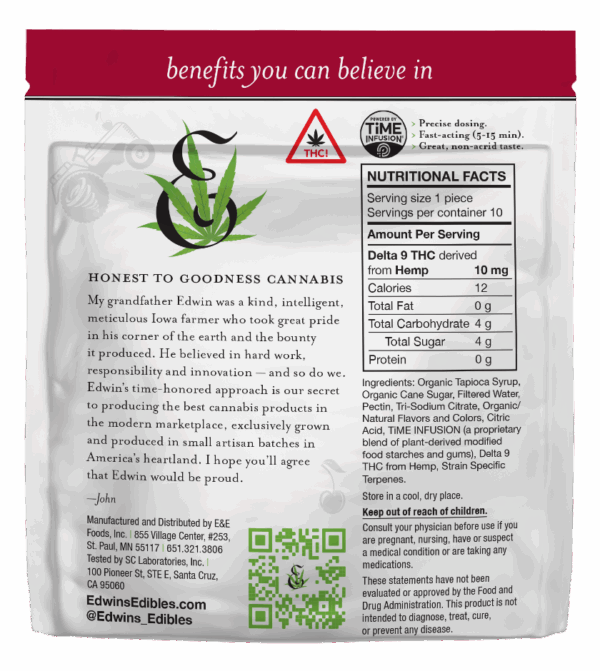 Black Cherry Slurricane - Indica – Delta 9 THC Fast Acting Gummies - 10mg - back