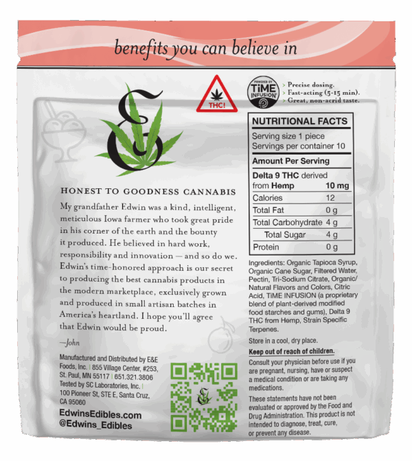Guava Gelato - Hybrid - Delta 9 THC Fast Acting Gummies - 10mg - back