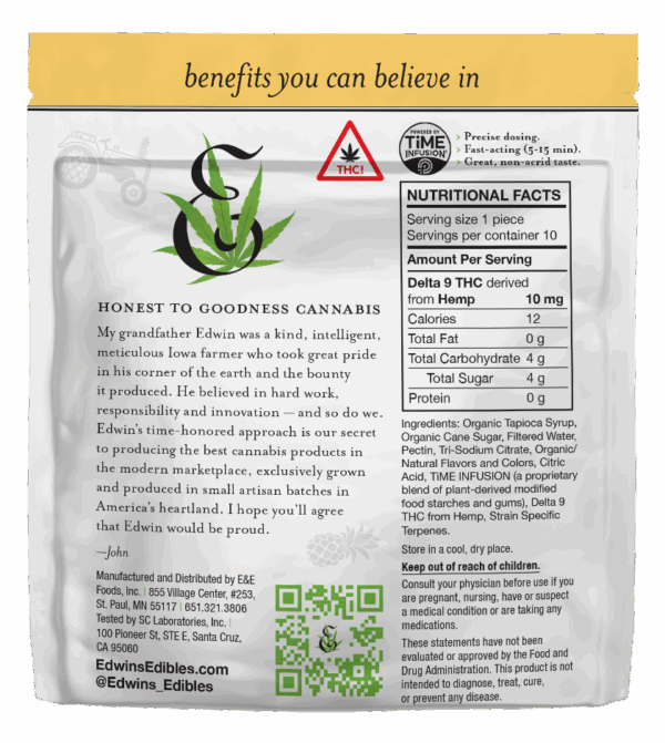 Pineapple Express - Sativa – Delta 9 THC Fast Acting Gummies - 10mg - back